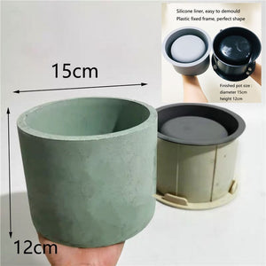 Open image in slideshow, Large Concrete Flower Pot Silicone Mold 15cm Cement Mold for Plant Planting Terrazzo Flower Pot Mould
