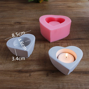 Open image in slideshow, Handmade Diy Candle Mold Candlestick Cement Concrete Silicone Mold Lotus Heart-shaped Aromatherapy Plaster Ornaments Drop Glue
